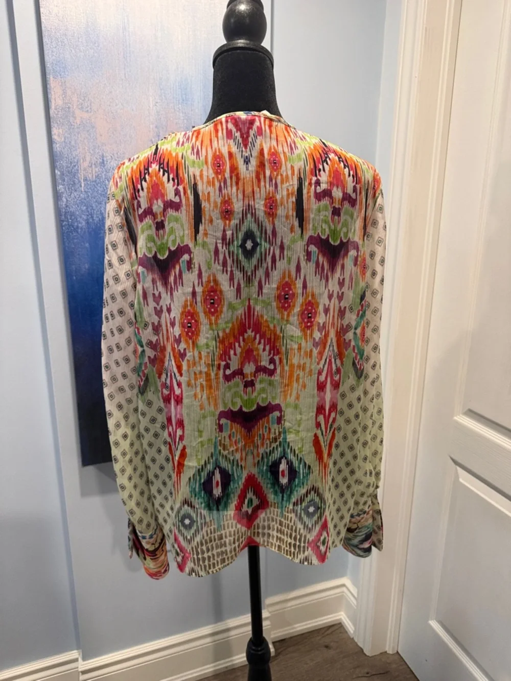 Zara Multicolor Tie-Neck Printed Blouse - Picture 7 of 10